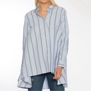 Walter Baker Blue Pinstripe Button Up Size Large Myron Tunic